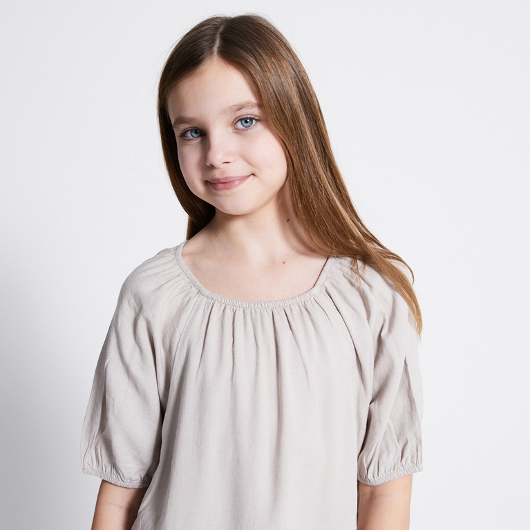 Linen blend frill dress "Sofia star 4" Beige